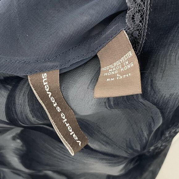 Vtg Babydoll Maxi Dress L Blue Floral Sheer Slit Sheath Fairy Y2K Romantic - Picture 4 of 9